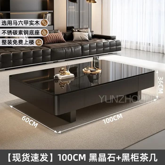 Table basse carrée en bois Design noir Tables basses de luxe uniques Premium Simple Muebles Para El