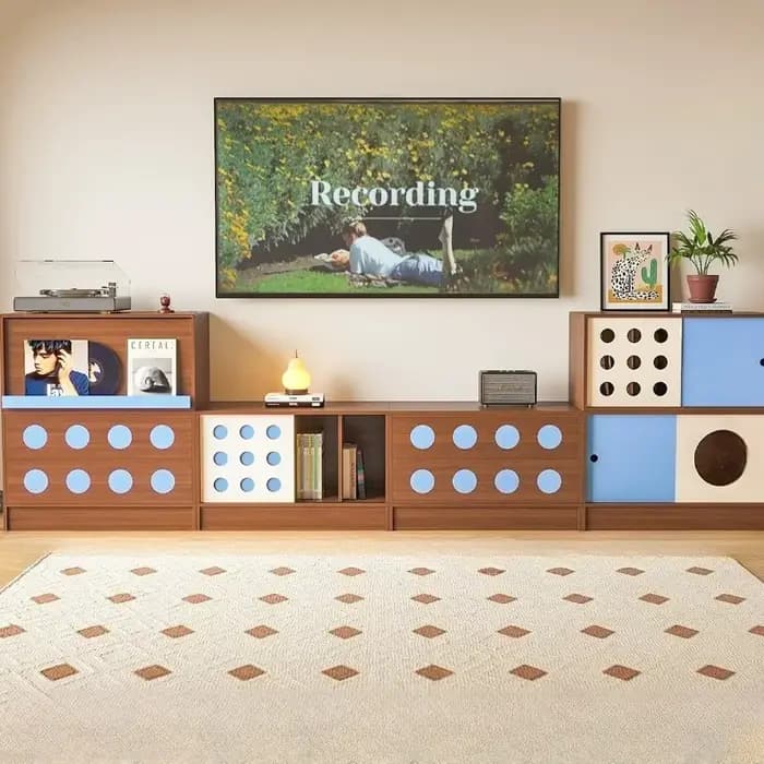 Meuble TV vintage de rangement sur pied pour salon
