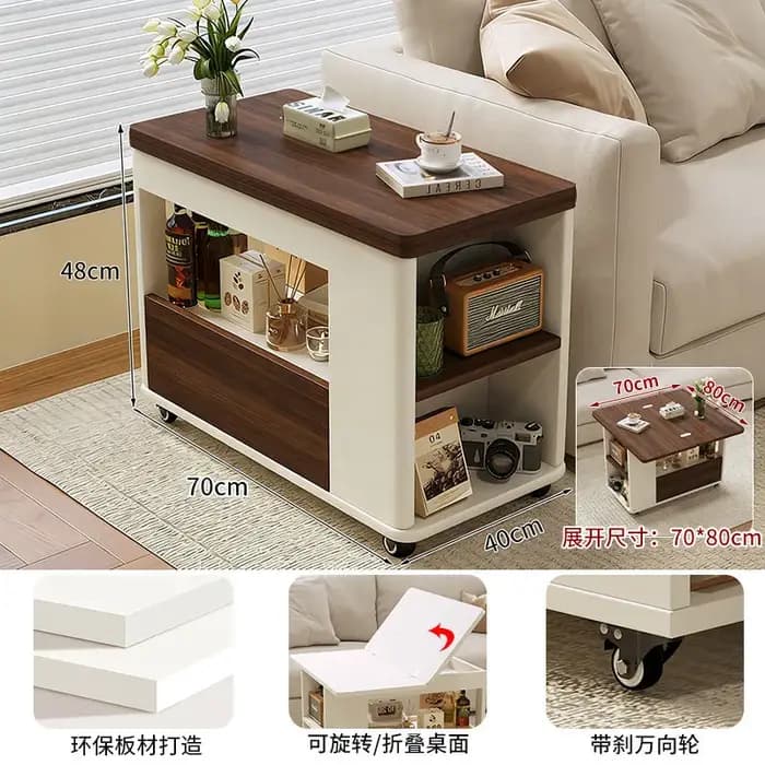 Tables basses pliantes multifonctionnelles avec roulettes, tables d'appoint de rangement pour salon,