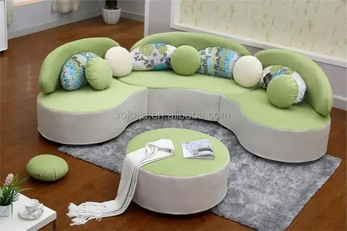 Canapé en tissu velours semi-circulaire
