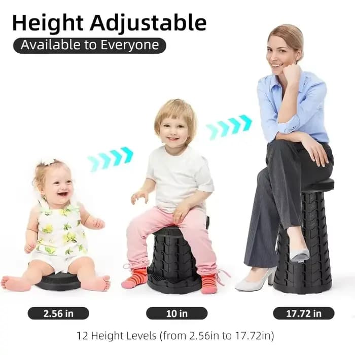 Tabouret Pliable Extensible Portable avec Sangles de Transport, Gain de Place pour la Maison, Piste