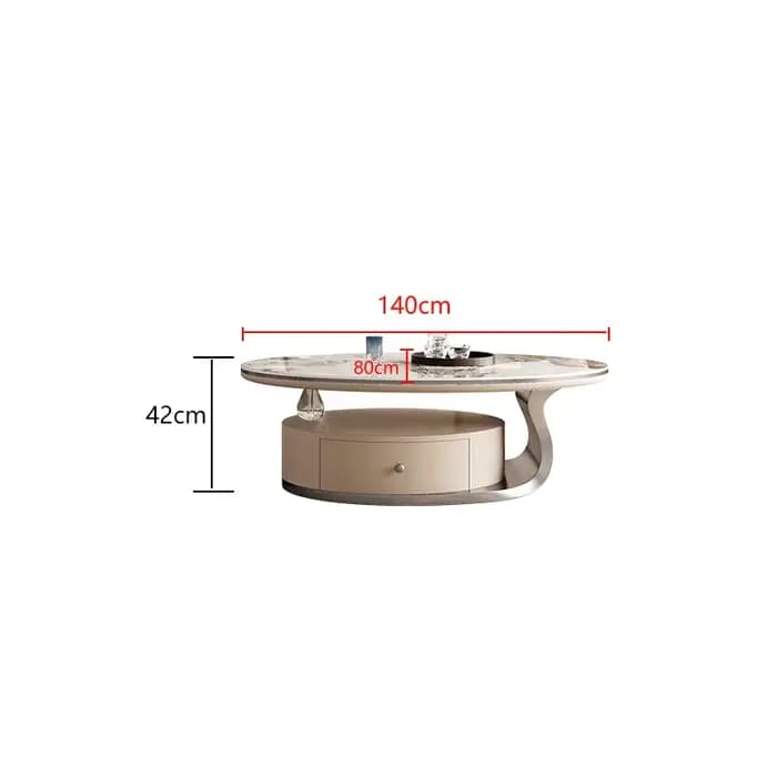 Petite table basse naren acier inoxydable, plaque de roche légère, rangement de luxe, salon, ménage