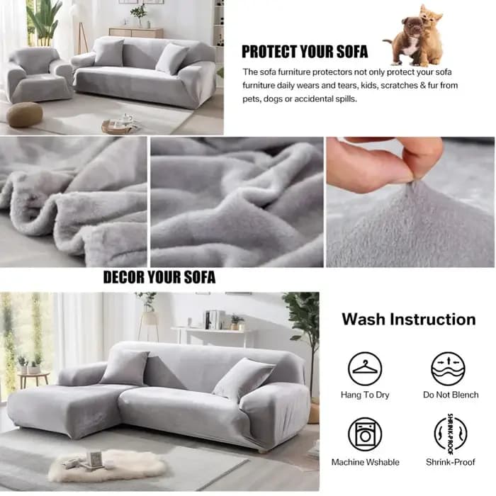 Housses de canapé en velours extensible pour 1/2/3/4