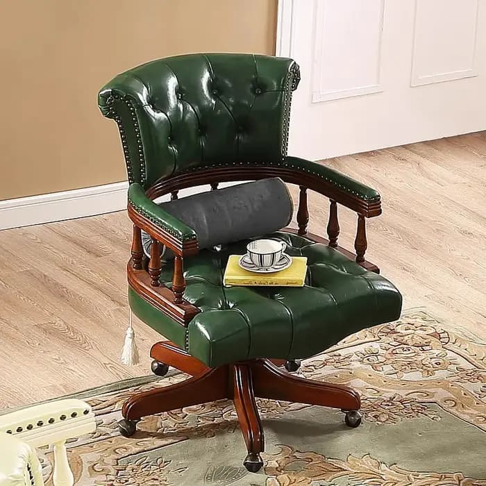 Chaise américaine en bois massif, chaise d'ordinateur en cuir, pour patron, bureau, maison, classe,