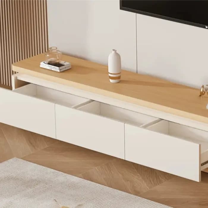 Meuble TV de sol en bois massif pour salon