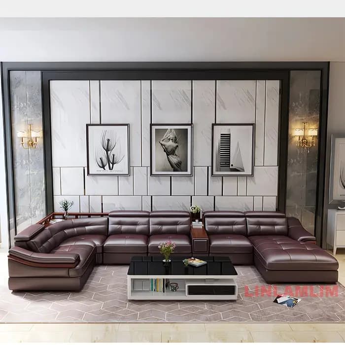 Grand canapé modulaire en forme de U