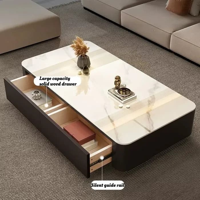 Table basse noire de luxe rectangulaire pour salon