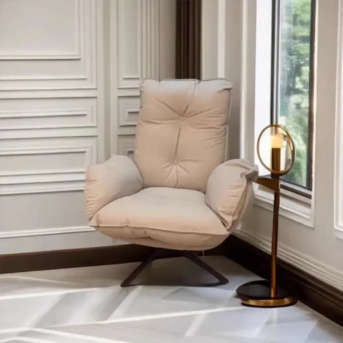 Fauteuil pivotant élégant en cuir gris