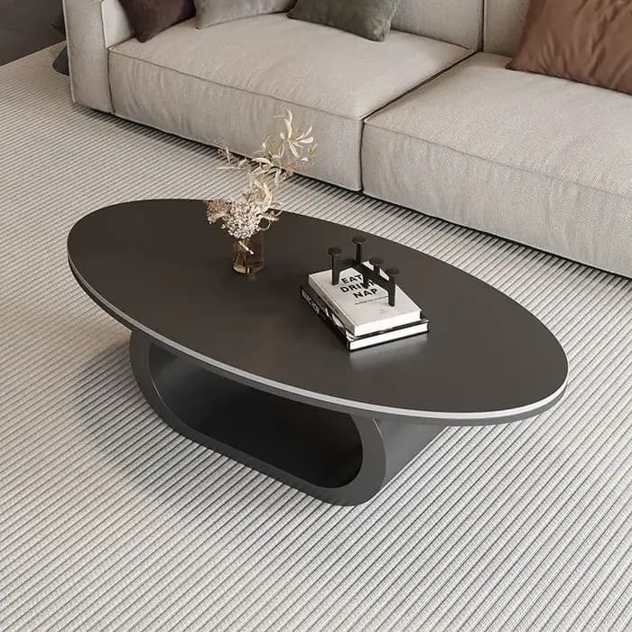 Petites Tables basses ovales blanches minimalistes