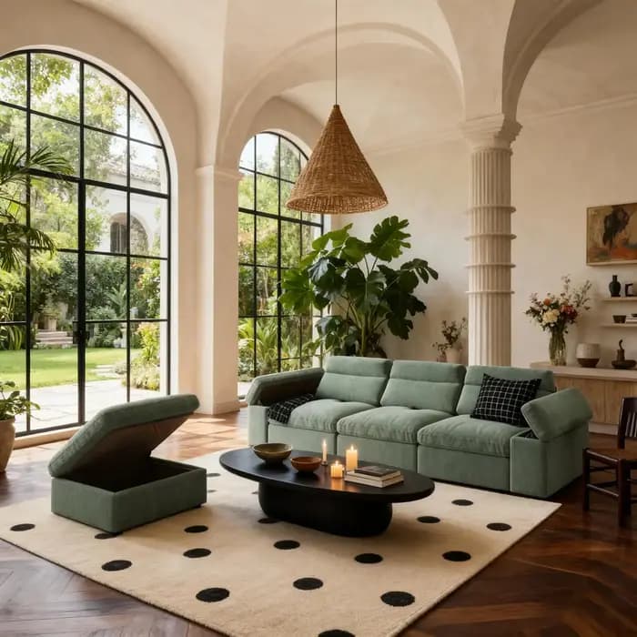 Canapé modulaire en forme de L de 114,2 pouces, grand canapé sectionnel avec ottoman de rangement et