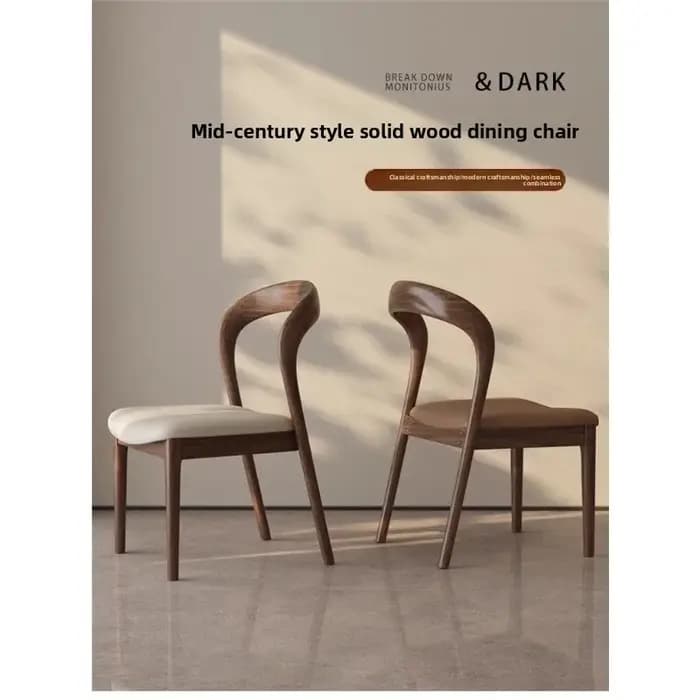 Chaise de salle à manger en bois massif de style mid-century, chaise de loisirs moderne et minimaliste avec dossier, pour bureau d'étude, maison, hôtel, robuste