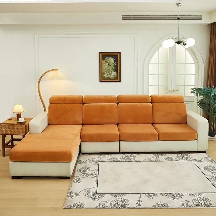 Juste de coussin de canapé en velours extensible