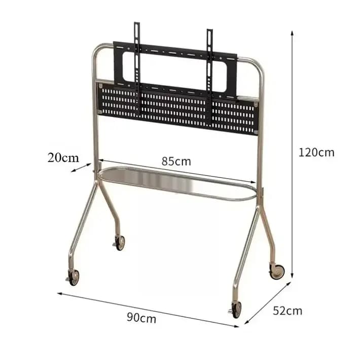 Meuble TV sur roulettes en acier inoxydable