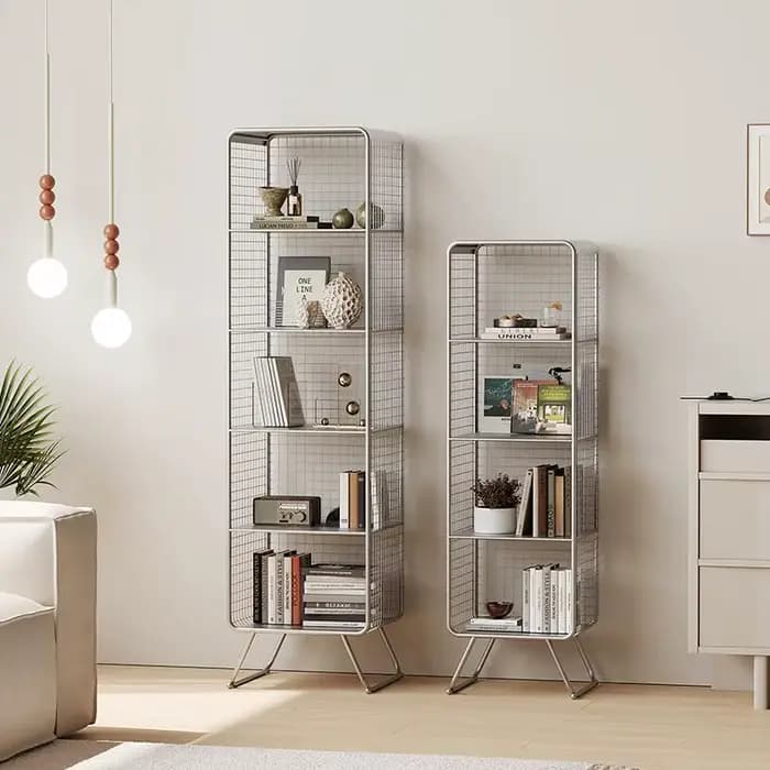 Bibliothèque de style nordique, étagère de rangement en métal à plusieurs niveaux, gain de place, or