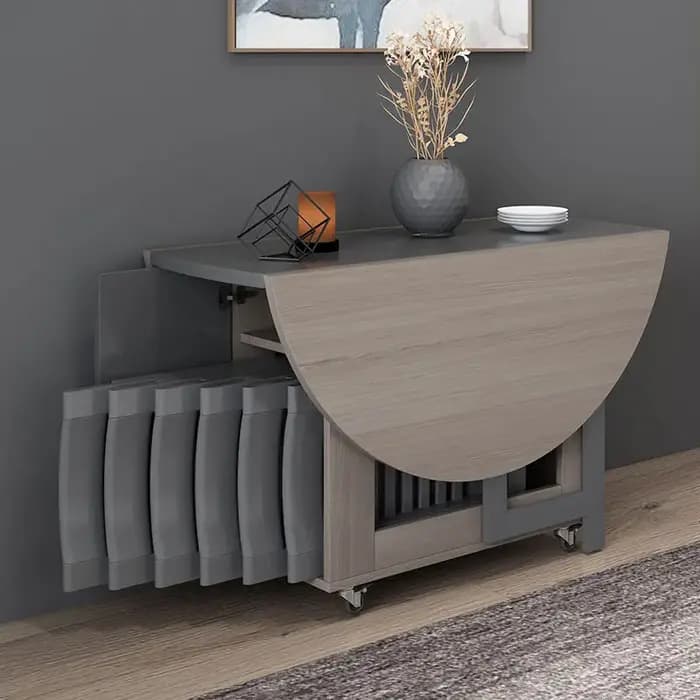 Table à manger ronde multifonctionnelle avec 4 chaises, meubles pliants, yemek masasi, mode
