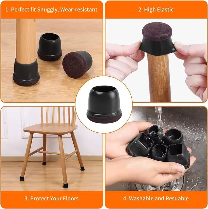 Protecteurs de sol pour pieds de chaise, 8 pièces, antidérapants 360 ° Couvre-pieds de meubles en