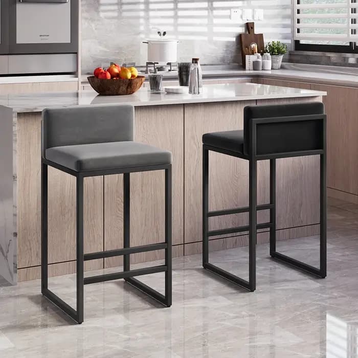 Tabouret de bar moderne avec dossier en fer forgé, chaise de comptoir pour la maison, l'îlot de cuis