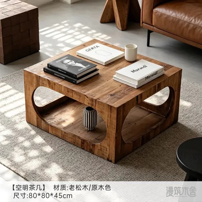 Table d'appoint basse d'angle en bois