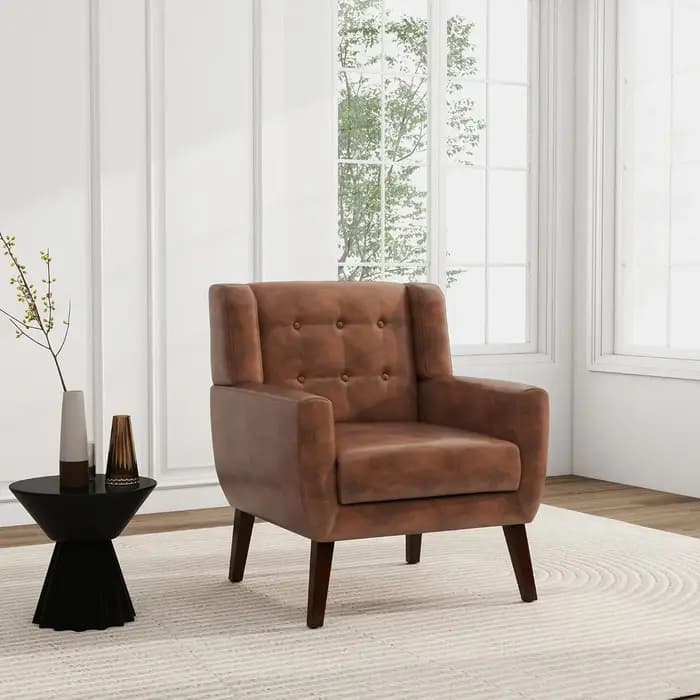 Ensemble de 2 fauteuils d'appoint en cuir PU, fauteuil club moderne rembourré pour salon, canapé sim
