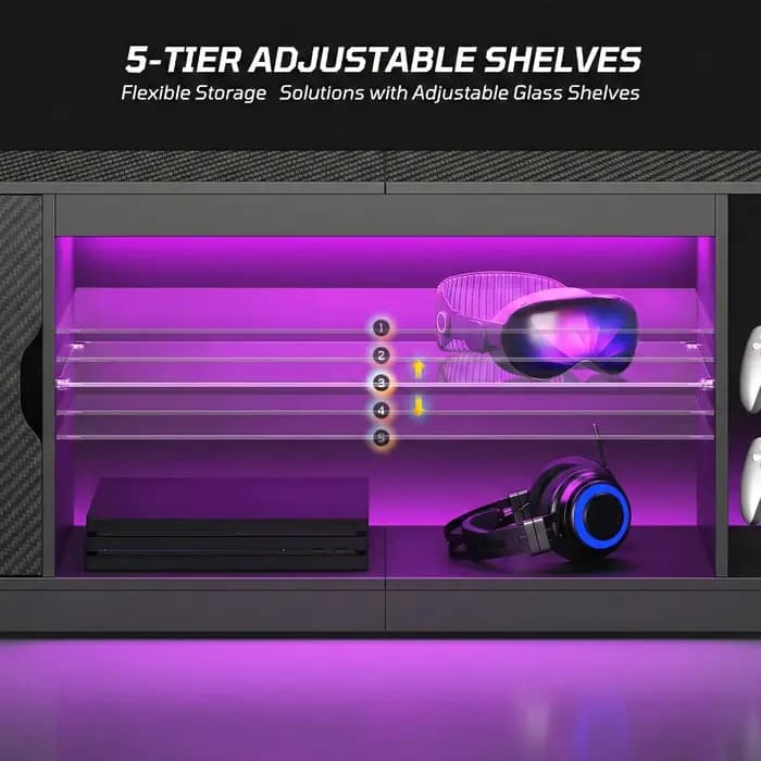 Support TV LED 57 pouces pour téléviseurs 55/60/65 pouces - Centre de divertissement gaming avec écl