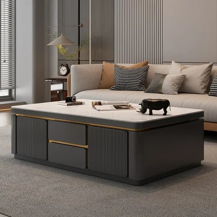 Table basse simple, moderne, chic, luxueuse, nordique, élégante, stylée, pour espace de vie, Mesa Ce