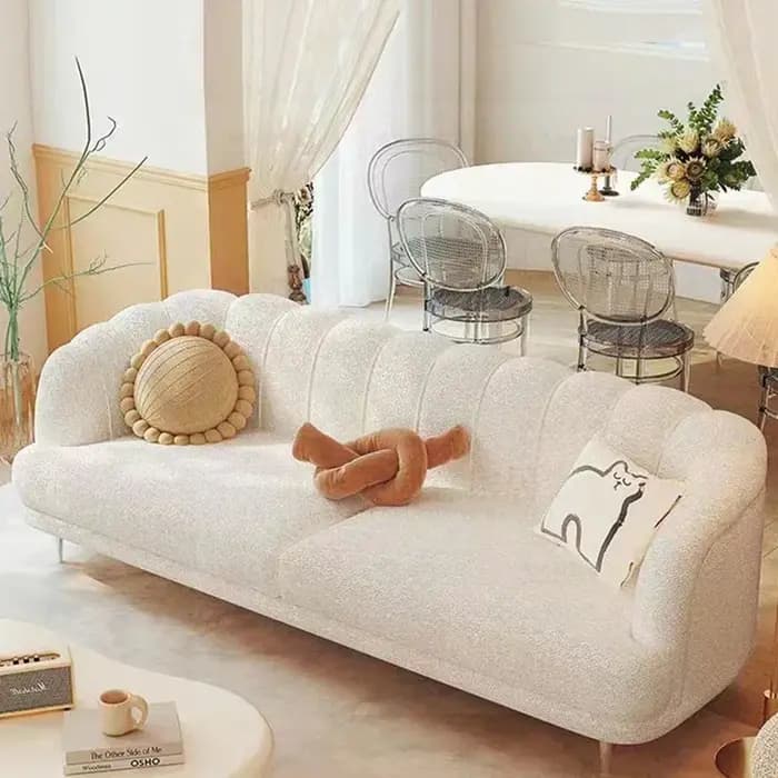 Fauteuil en tissu canapé blanc laine d'agneau chambres salon