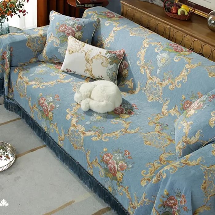 Couverture de canapé en cuir à franges