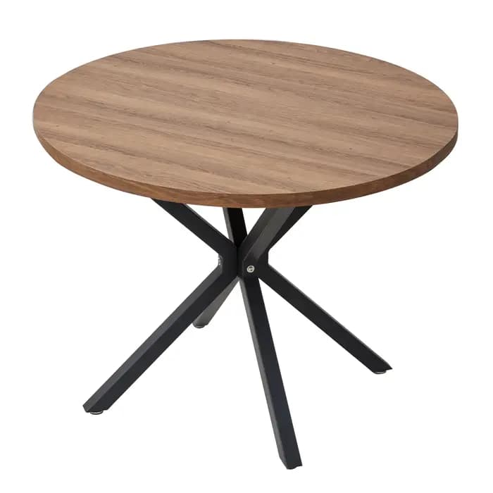 EGOONM Table ronde nordique Table en bois massif avec couvercle en bois et cadre en acier Tables bas