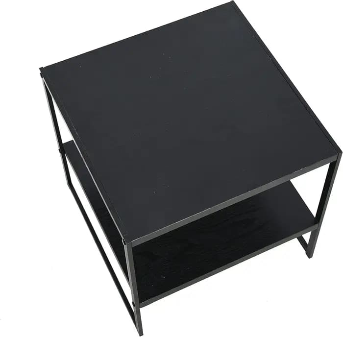 Essentials Jamestown Table d'appoint carrée avec étagère de rangement grain de bois de chêne noir et