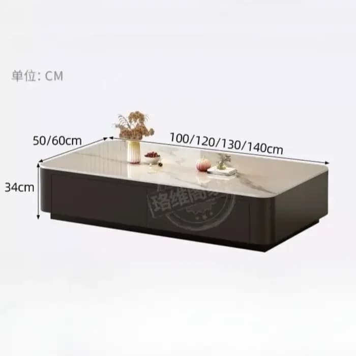 Table basse noire de luxe rectangulaire pour salon