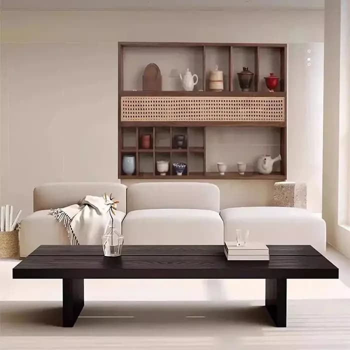 Wabi Sabi Table basse minimaliste moderne à la mode rustique Rectangle