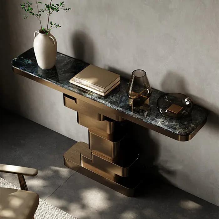 Tables consoles de qualité supérieure, meubles glamour pour l'entrée, console unique pour le salon,