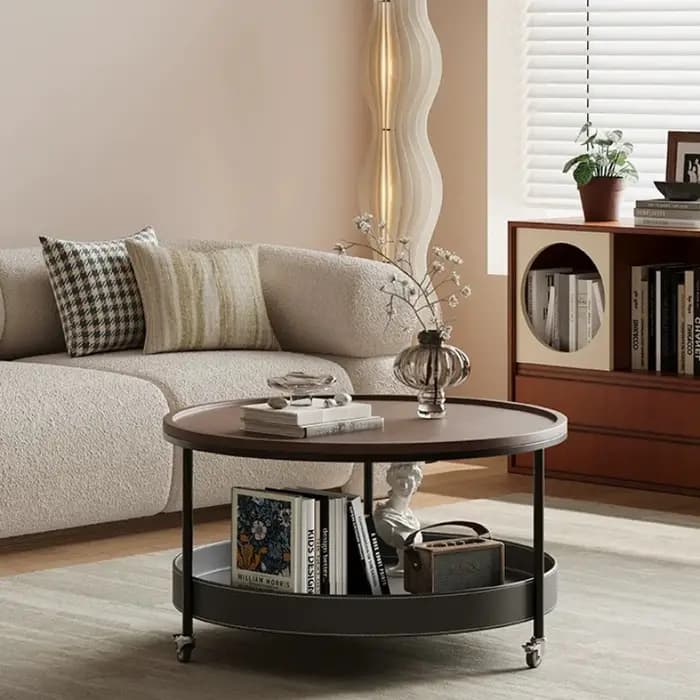 Table d'appoint moderne en bois et acier pour salon