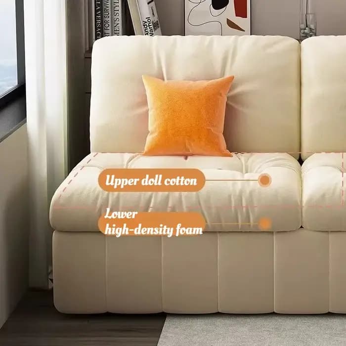 Canapé-lit couleur crème multifonctionnel pliable convertible en tissu chenille résistant aux rayures