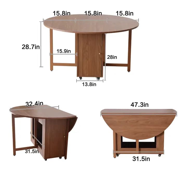 Table à manger ronde pliante multifonctionnelle avec chaises
