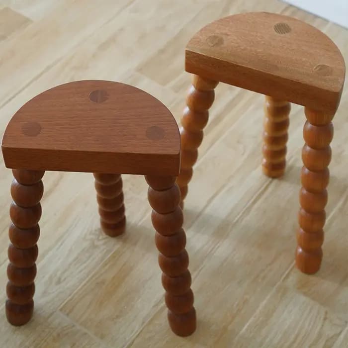 Tabouret bas français rétro en bois massif, table d'appoint antique, table de chevet, tabouret rond,