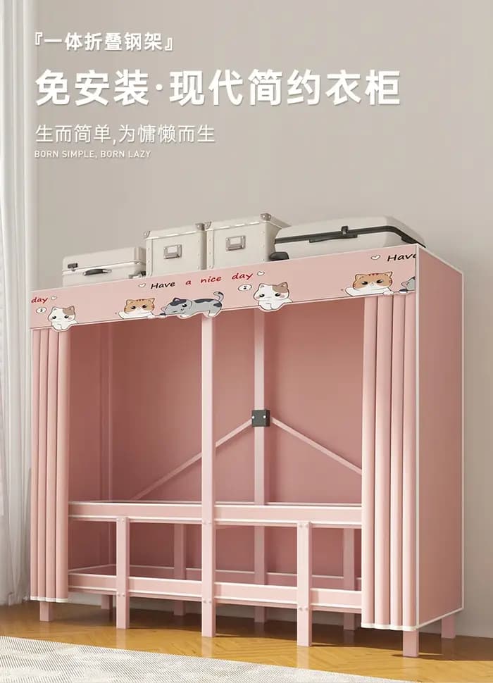 Armoire pliante Simple sans Installation, garde-robe en tissu pour chambre à coucher, solide et Dura