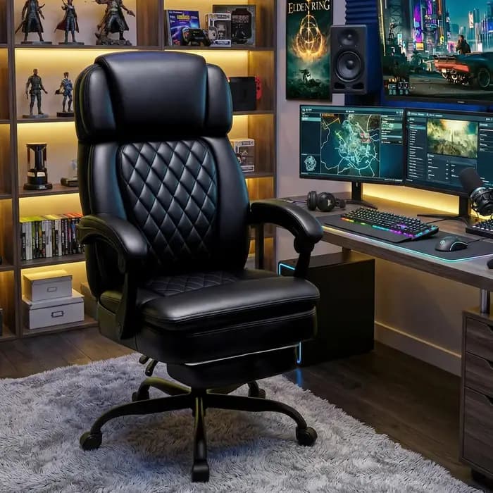 Chaise de bureau exécutive 400 lbs avec repose-pieds pour personnes corpulentes, chaise de bureau er