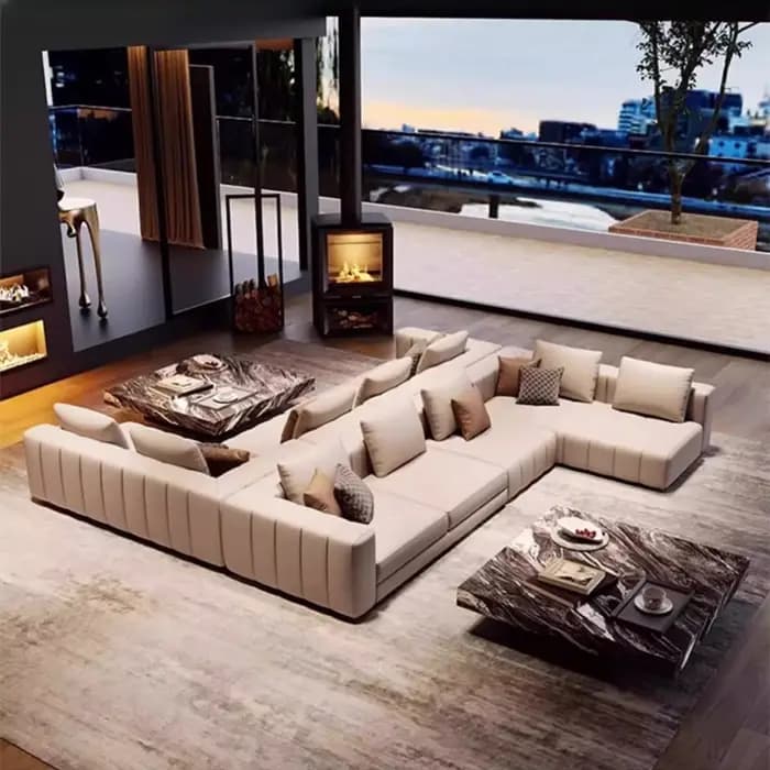 Canapés italiens en cuir véritable minimaliste luxe cinéma chambres