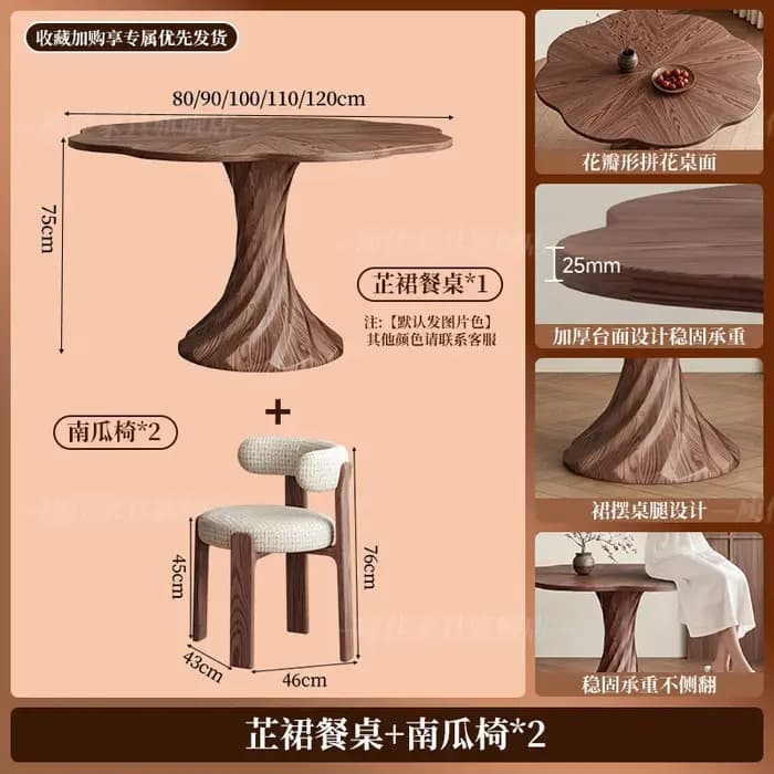 Table de salle à manger ronde en bois