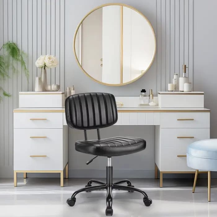 JHK – chaise de bureau sans accoudoirs, Support lombaire arrière, hauteur réglable, chaise d'ordinat