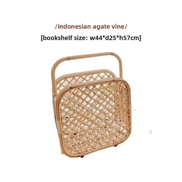 Panier de rangement en rotin et porte-revues sur pied, étagère de style INS, organiseur de journaux