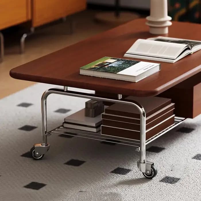 Table basse Mobile avec pieds en métal sur roulettes