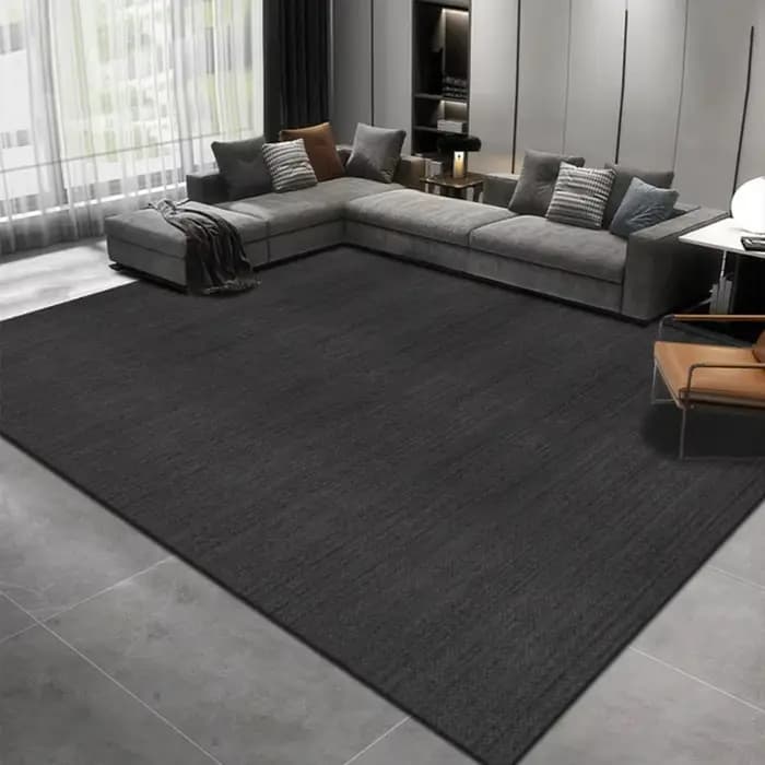 Mode couleur unie noir gris tapis salon décor canapé tapis chevet canapé tapis salon Table basse tap