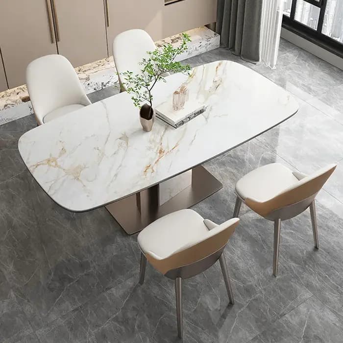 Sièges de table à manger rectangulaires modernes en pierre frittée série Luxotic pour 6 à 8 personnes