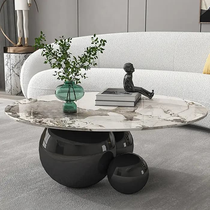 Table Basse Ronde en Acier Inoxydable