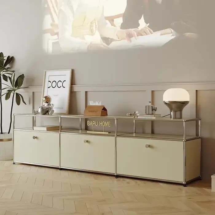 Meuble TV Rétro de Style Mid-Century avec Étagères