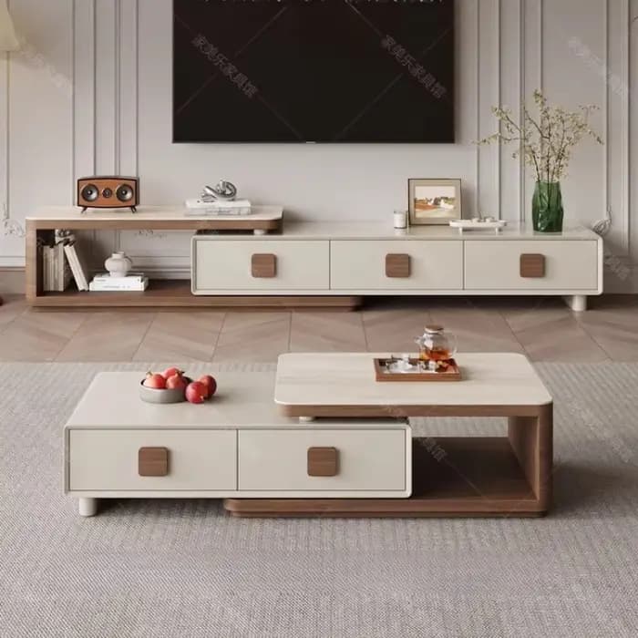 Table basse de salon nordique avec rangement