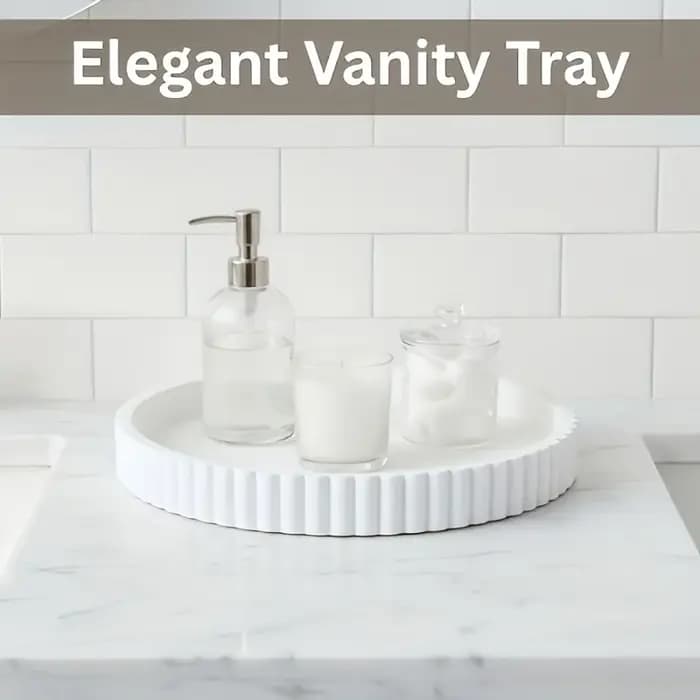 Plateau de table basse rond blanc ondulé
