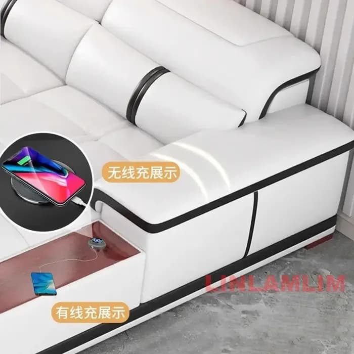 Canapé sectionnel moderne en forme de U avec chaise